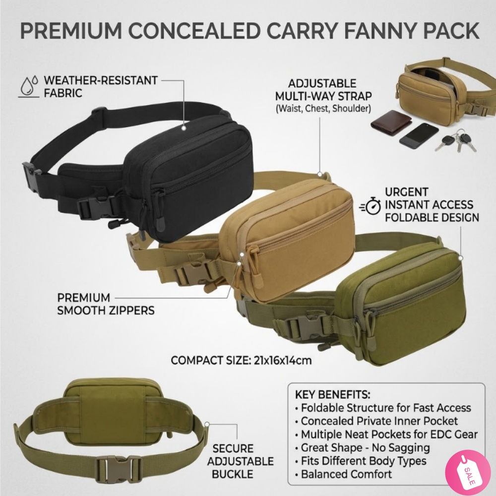 Edc Carry Bag For Men - Taktik Gizli Taşıma Bel Çantası Erkek