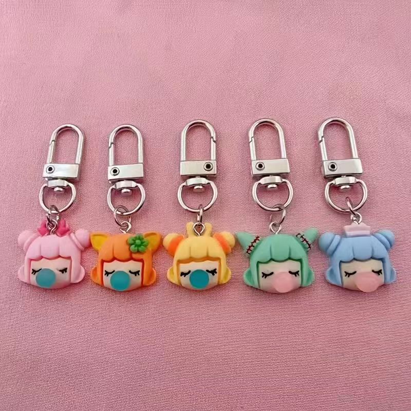 Carabiner Keychain - 5 adet reçine kız anahtarlık, çantalar
